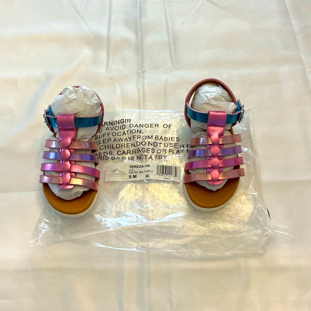 Toddler sandal size 9 brand is Nina Tereza MultiColor Pastel Sandal New In Bag.